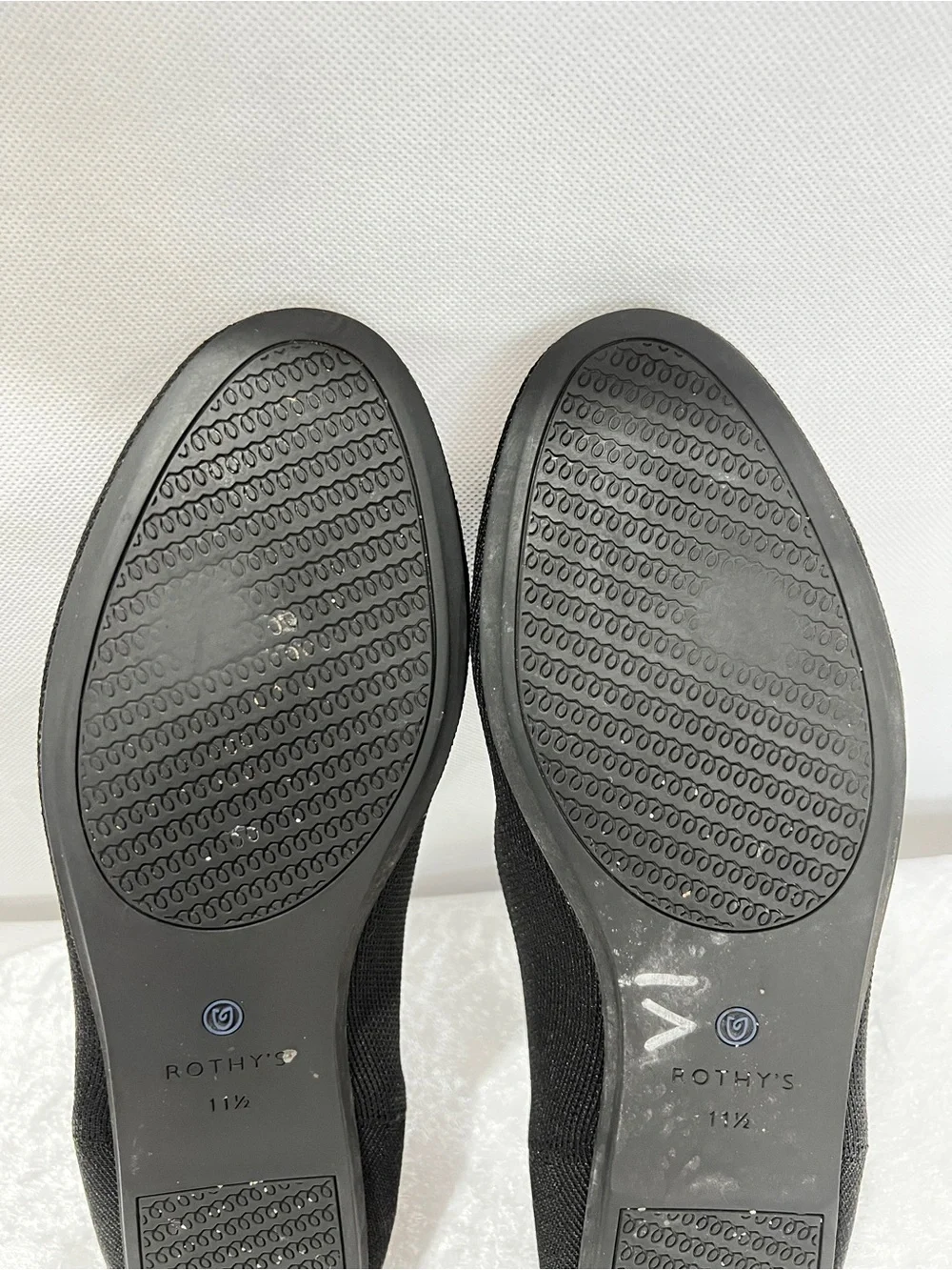 Rothy’s The Loafer Flats Black/Blue Detail Size 11.5 Knit Stretchy Slip-On Comfy